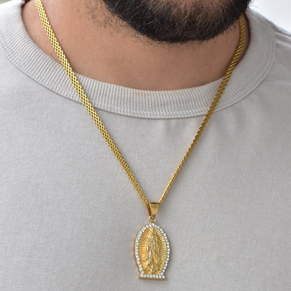 Cadena China + Dije Virgen Piedras