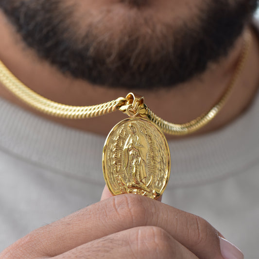 Cadena Cubana + Dije Virgen Guadalupe