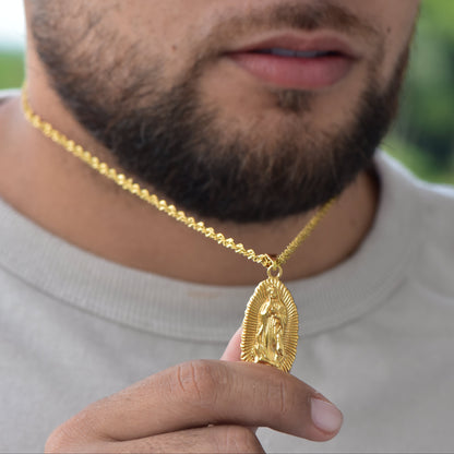 Cadena Singapur 65cm 3mm + Dije Virgen Tallada