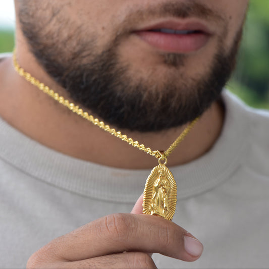 Cadena Singapur 65cm 3mm + Dije Virgen Tallada